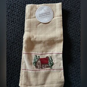 Embroidered Cabin Kitchen Towel